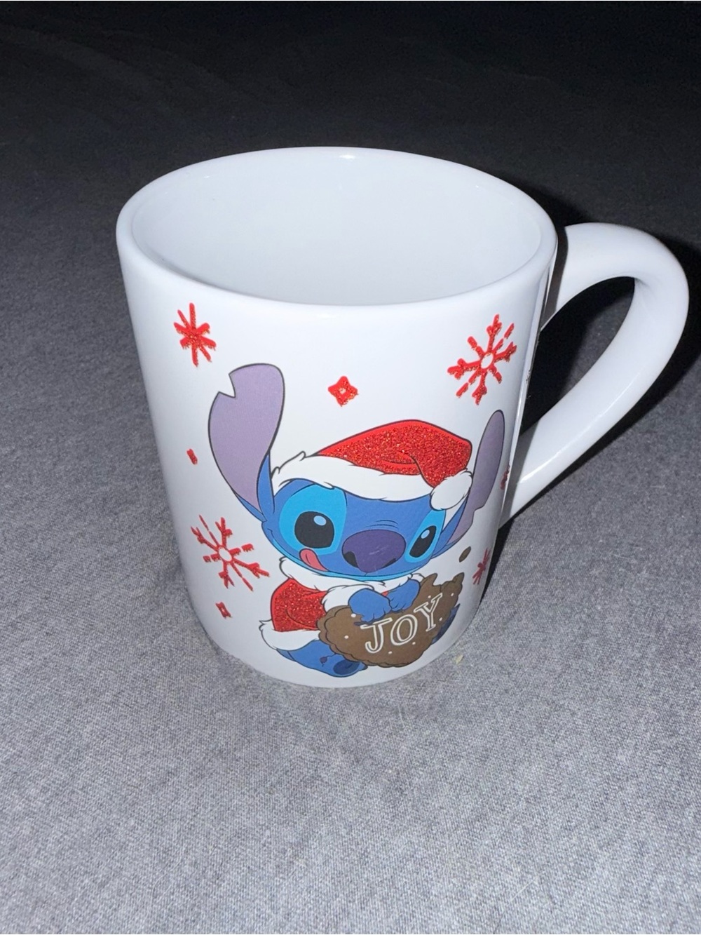 Disney Stitch Santa Hat Joy Glitter Ceramic Coffee Mug
